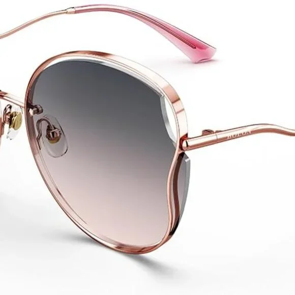 Women Oversized Butterfly Sunglasses Rose Gold Pink Gradient UV Protection
